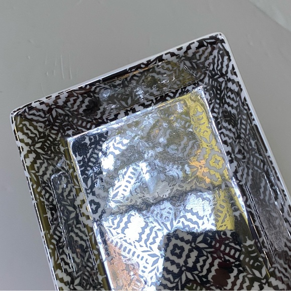 J. Crew Ceramic Trinket Dish Jewelry Organizer Silver EUC Men’s Women’s keys 5.5 - Picture 7 of 16